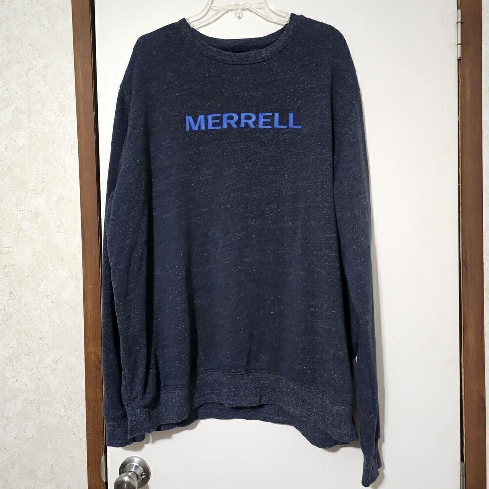 Merrell Heathered Blue Spellout Sweatshirt Long Sleeve Men's Size XXL